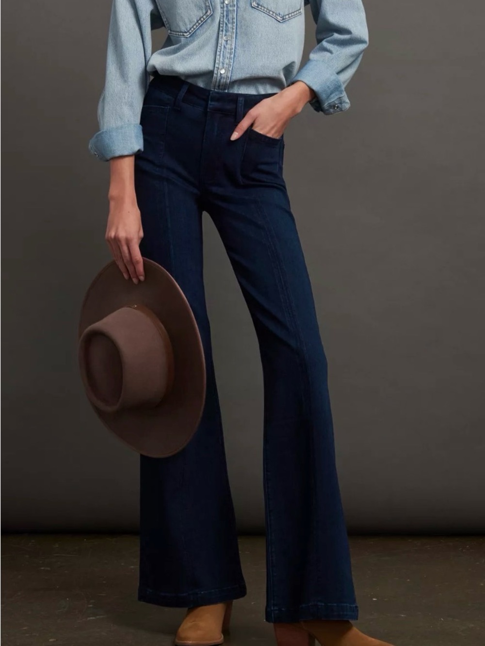 PAIGE Anthropologie Coastal Cowgirl Genevieve Indigo High-Rise Flare Jeans 29